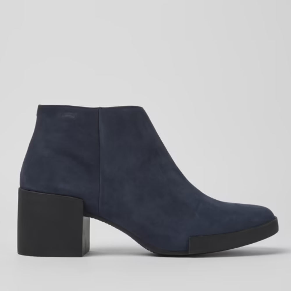 CAMPER Lotta Blue Ankle Boots Nubuck Chunky Heel Size 5